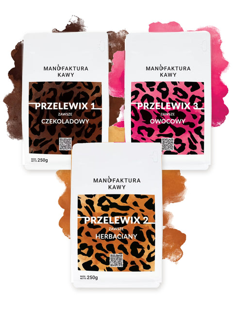 Zestaw Startowy Przelew: Przelewix Czekoladowy, Herbaciany i Owocowy, 3 paczki po 250 g